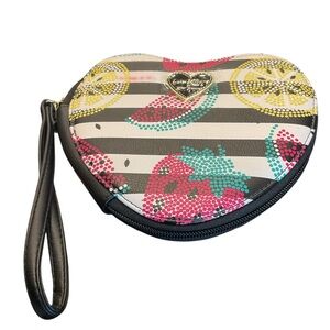 Luv Betsey Heart-Shaped Wristlet fruit pattern New with tags